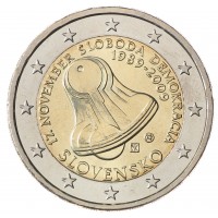 Монета Словакия 2 евро 2009 Бархатная революция