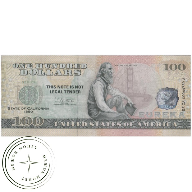 США 100 долларов штат Калифорния — сувенирная банкнота