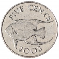Монета Бермудские острова 5 центов 2003