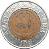 Монета Руанда 100 франков 2007