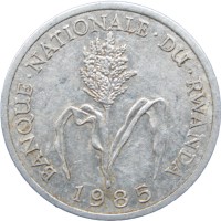 Монета Руанда 1 франк 1985