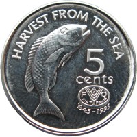 Монета Фиджи 5 центов 1995 ФАО