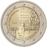 Монета Германия 2 евро 2020 50-летие коленопреклонения в Варшаве