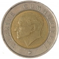 Монета Турция 50 курушей 2010