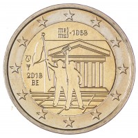 Монета Бельгия 2 евро 2018 50 лет студенческих волнений в мае 1968 год (буклет)