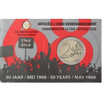 Монета Бельгия 2 евро 2018 50 лет студенческих волнений в мае 1968 год (буклет)