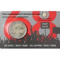 Монета Бельгия 2 евро 2018 50 лет студенческих волнений в мае 1968 год (буклет)