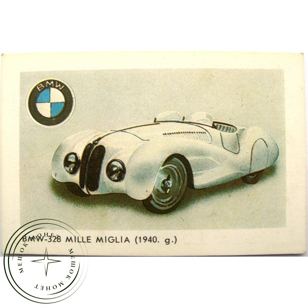 Карманный календарь ретро-автомобиль BMW-328 MILLE MIGLIA 1987