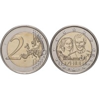 Монета Люксембург 2 евро 2021 40 лет свадьбы Анри и Марии Терезы