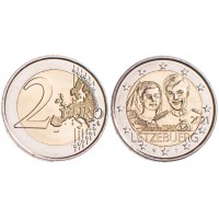 Монета Люксембург 2 евро 2021 40 лет свадьбы Анри и Марии Терезы