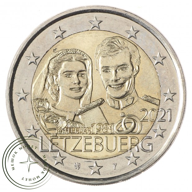 Люксембург 2 евро 2021 40 лет свадьбы Анри и Марии Терезы