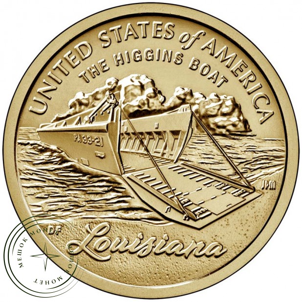 США 1 доллар 2023 Десантный катер Хиггинса — Луизиана