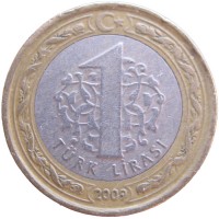 Турция 1 лира 2009