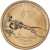 Монета США 1 доллар 2011 Договор с Вампаноагами