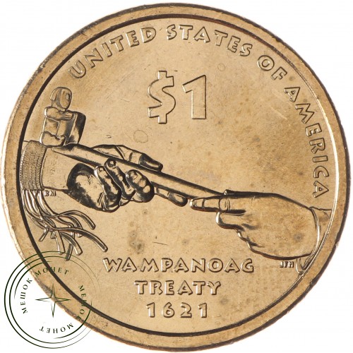 США 1 доллар 2011 Договор с Вампаноагами — 21712430