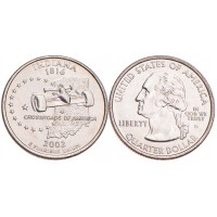 Монета США 25 центов 2002 Индиана