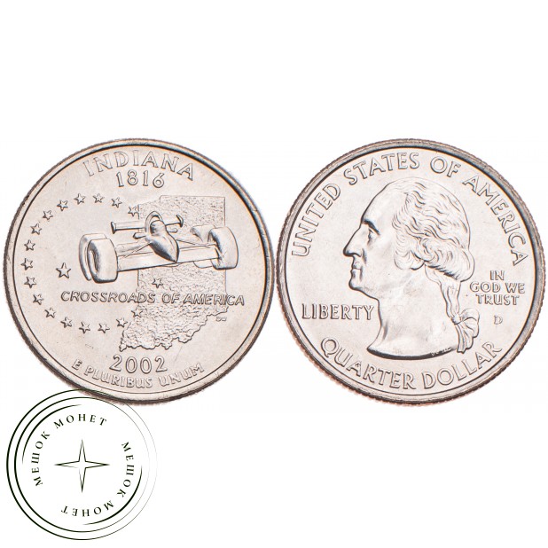 США 25 центов 2002 Индиана