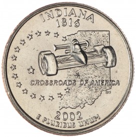 Монета США 25 центов 2002 Индиана