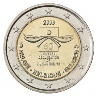 Монета Бельгия 2 евро 2008 60 лет декларации прав человека