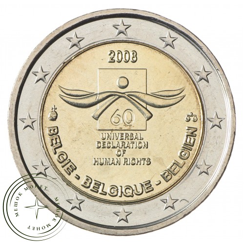 Бельгия 2 евро 2008 60 лет декларации прав человека — 36482979