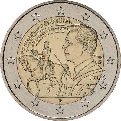 Монета Люксембург 2 евро 2024 Гийом II
