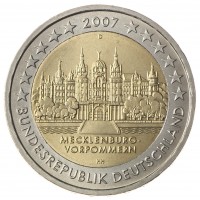 Монета Германия 2 евро 2007 Мекленбург-Передняя Померания (Шверинский Замок)