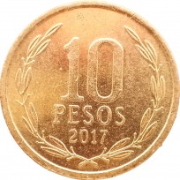 Монета Чили 10 песо 2017