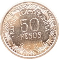 Монета Колумбия 50 песо 2022