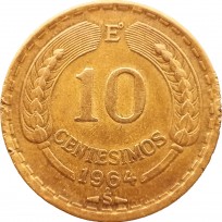 Монета Чили 10 сентесимо 1964
