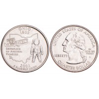 Монета США 25 центов 2002 Огайо
