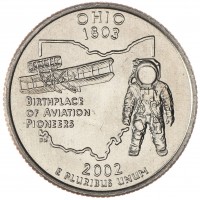 Монета США 25 центов 2002 Огайо