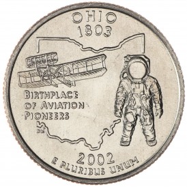 Монета США 25 центов 2002 Огайо
