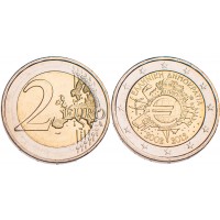 Монета Греция 2 евро 2012 10 лет наличному обращению евро