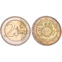Монета Франция 2 евро 2012 10 лет наличному обращению евро