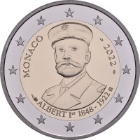Монета Монако 2 евро 2022 Альберт I