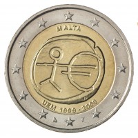 Монета Мальта 2 евро 2009 10 лет экономическому и валютному союзу