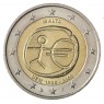 Мальта 2 евро 2009 10 лет экономическому и валютному союзу