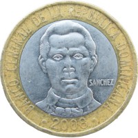 Монета Доминикана 5 песо 2008