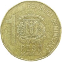 Монета Доминиканская республика 1 песо 2018