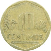 Монета Перу 10 сентимо 2012