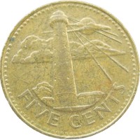Монета Барбадос 5 центов 1999