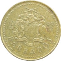 Монета Барбадос 5 центов 1999