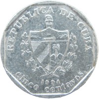 Монета Куба 5 сентаво 1994