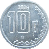 Монета Мексика 10 сентаво 2006