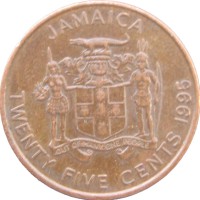 Монета Ямайка 25 центов 1995