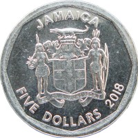Монета Ямайка 5 долларов 2018