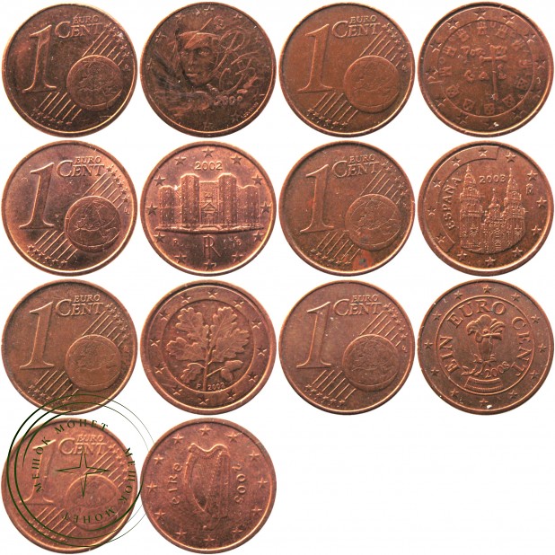 Набор монет 1 евроцент (7 монет)