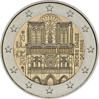 Монета Франция 2 евро 2025 Нотр-Дам