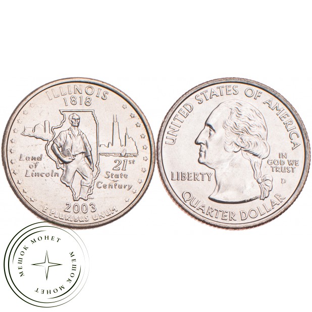 США 25 центов 2003 Иллиноис