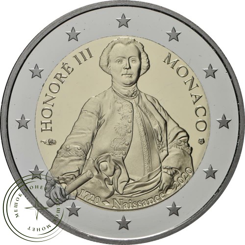 Монако 2 евро 2020 300 лет со дня рождения Оноре III — 93702694